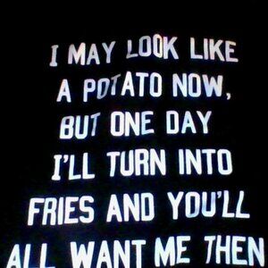 black size small tee 95 percent cotton tee. says I may look like a pot now but..